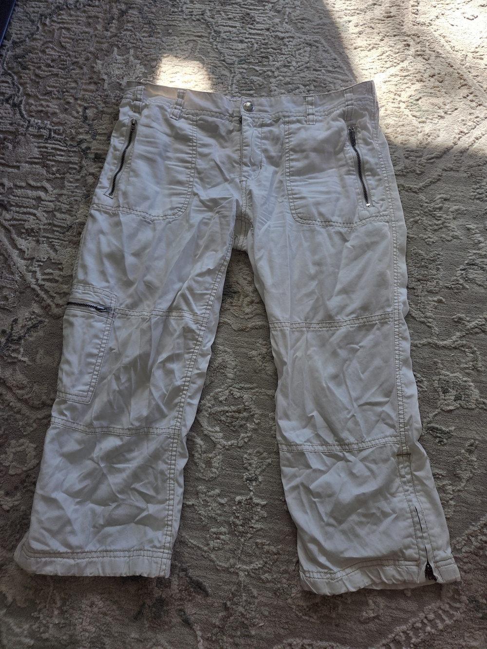 White Cargo Capris with Zip Pockets